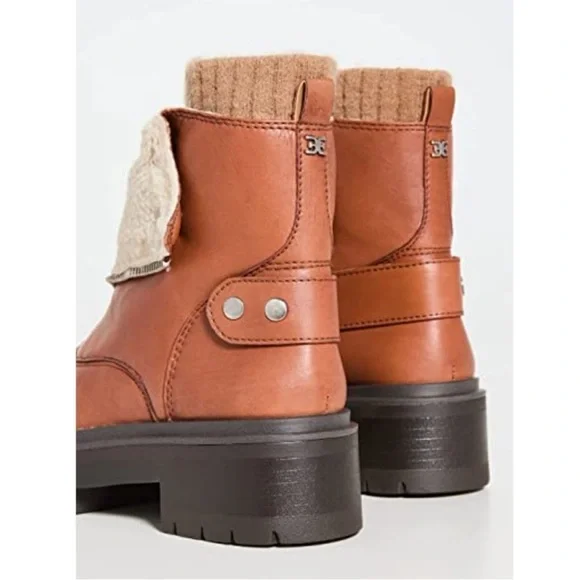 Sam Edelman Women's Linds Lug Boots S8 Brown Shearling - Picture 5 of 9